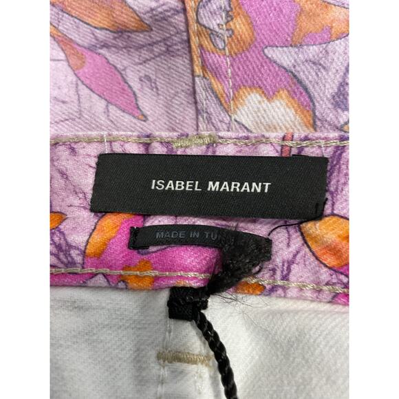 Isabel Marant 'Naesqui' Pink Floral Tie-Hem Denim Shorts Size 6 - NWT - Picture 4 of 5